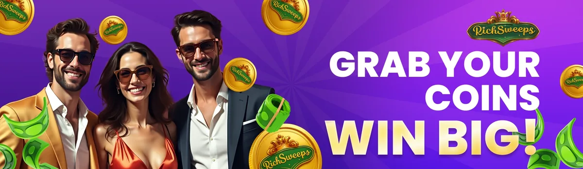 Rich Sweeps coin store banner: grab your coins, win big